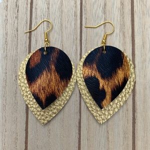 New! | Handmade Faux Leather Earrings Double